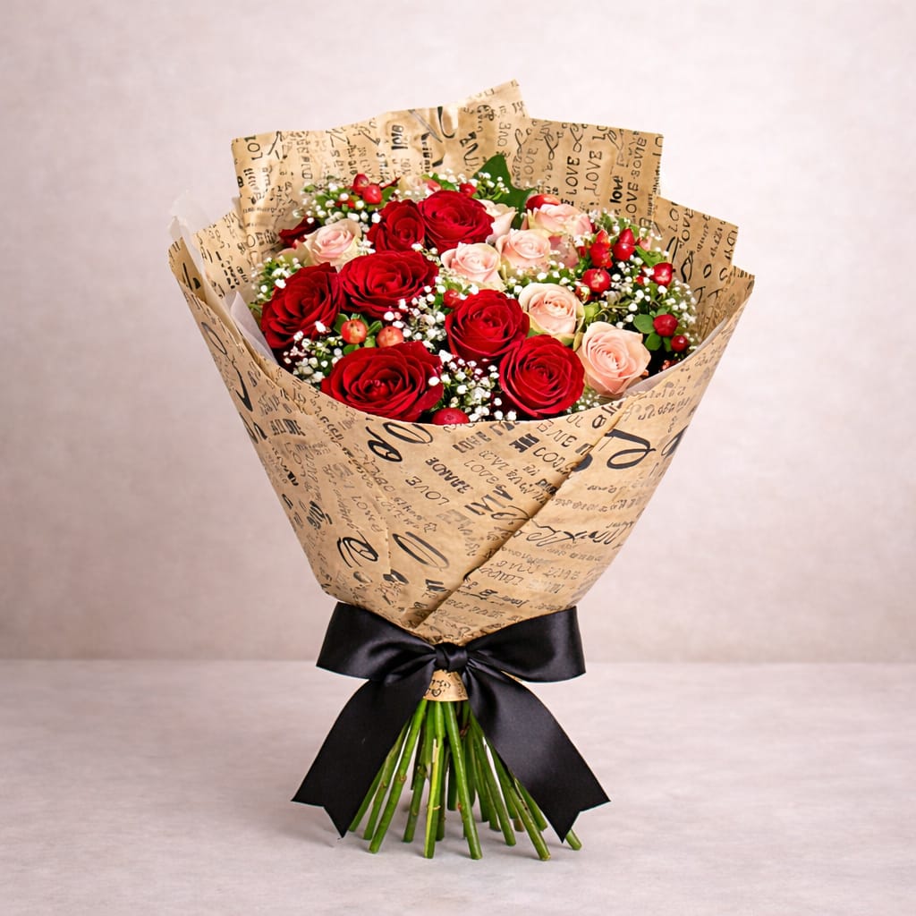 Mixed Bouquet of Roses & Fillers - Pure Amor