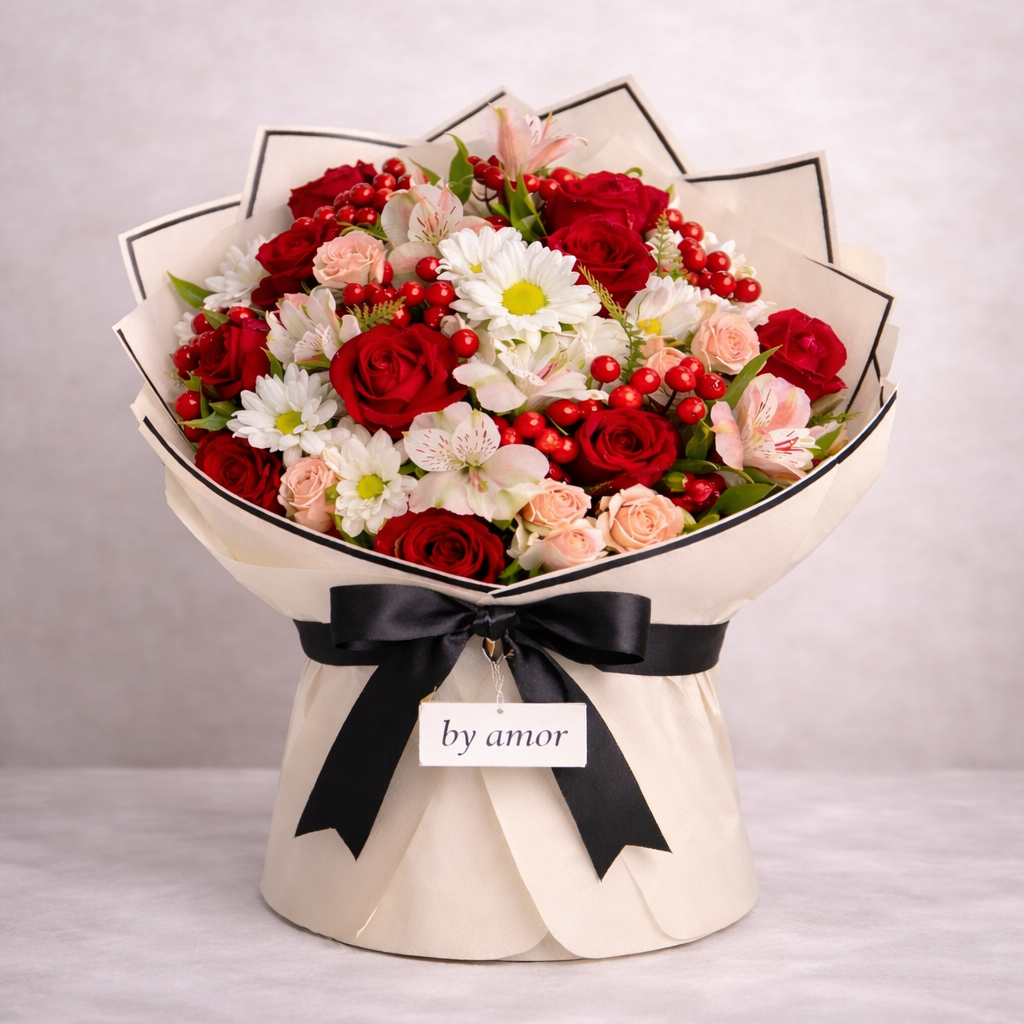 Mixed Red Roses Flower Bouquet - Sinature Amor